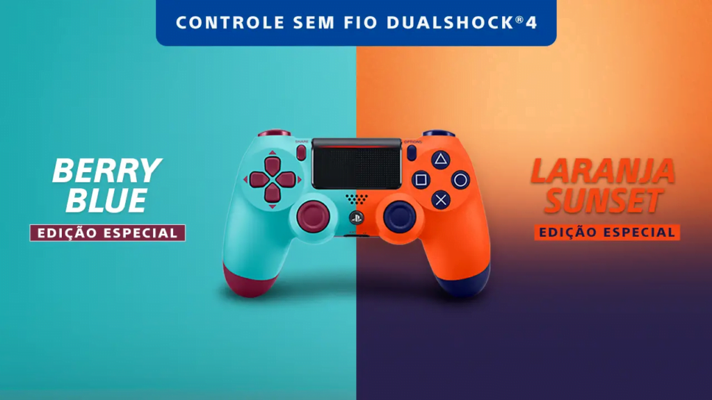 dualshock 4 DualShock 4 - Berry Blue e Laranja Sunset