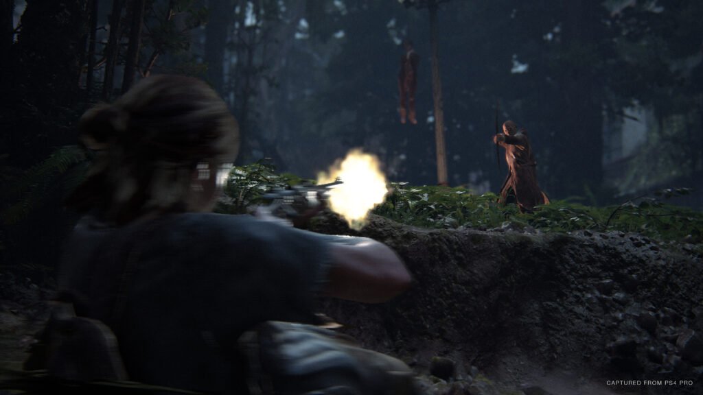 the last of us part ii Ellie atira em um Serafita