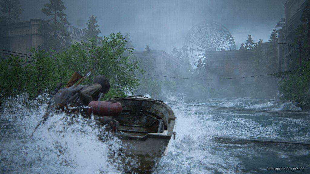the last of us part ii Ellie explora Seattle de barco