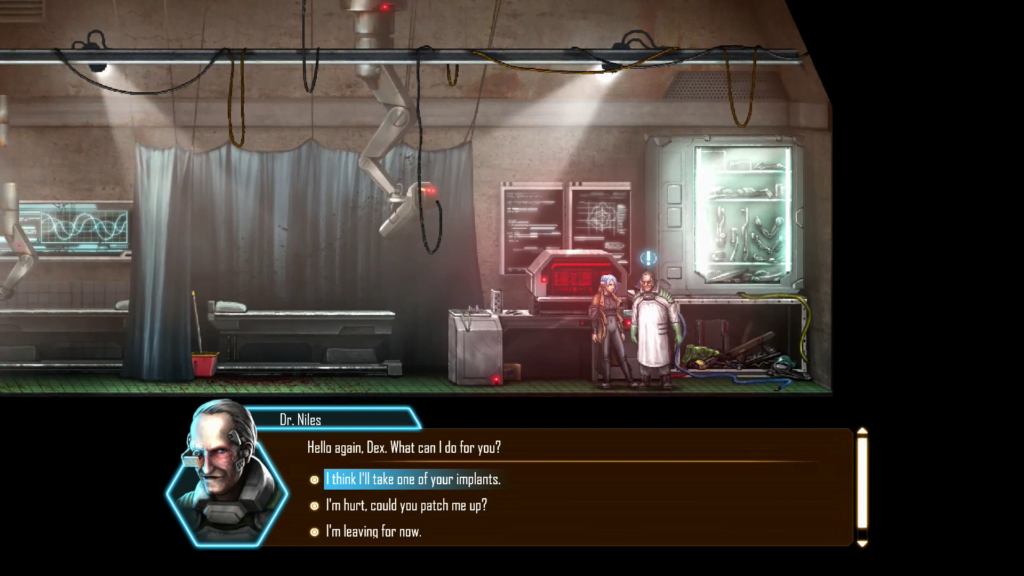 Dex – Enhanced Edition | Review Dependendo da resposta associada ao nível de carisma de Dex resultará em soluções diferentes, aumentando o replay do jogo. (Imagem: Divulgação.)