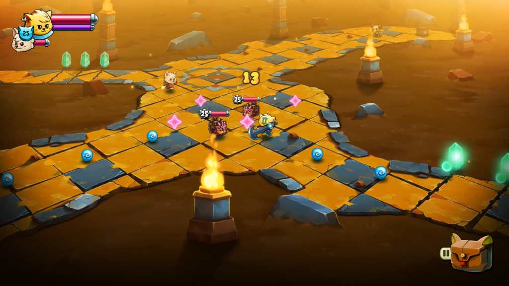 Cat Quest II O jogo requer um pouco de repetição para acumular ouro e poder melhorar equipamentos. (Imagem: Divulgação.)