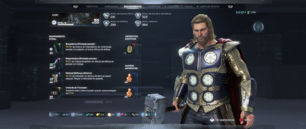 marvel's avengers thor equipamento marvel's avengers