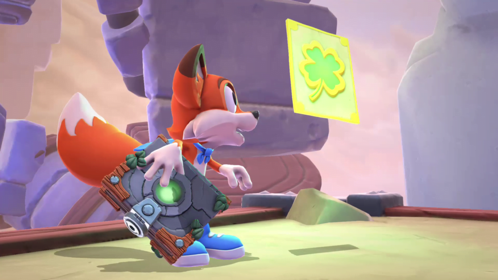new super lucky's tale Cada fase tem quatro páginas: uma ao colecionar 300 moedas, outra oculta, uma terceira ao encontrar as letras que soletram "Lucky" e a página final. (Imagem: Reprodução)
