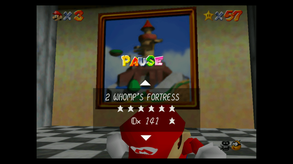 Super Mario 3D All-Stars Fontes e ícones receberam o que parece ser escalonamento com inteligência artificial em Super Mario 3D All-Stars. (Imagem: Reprodução.)