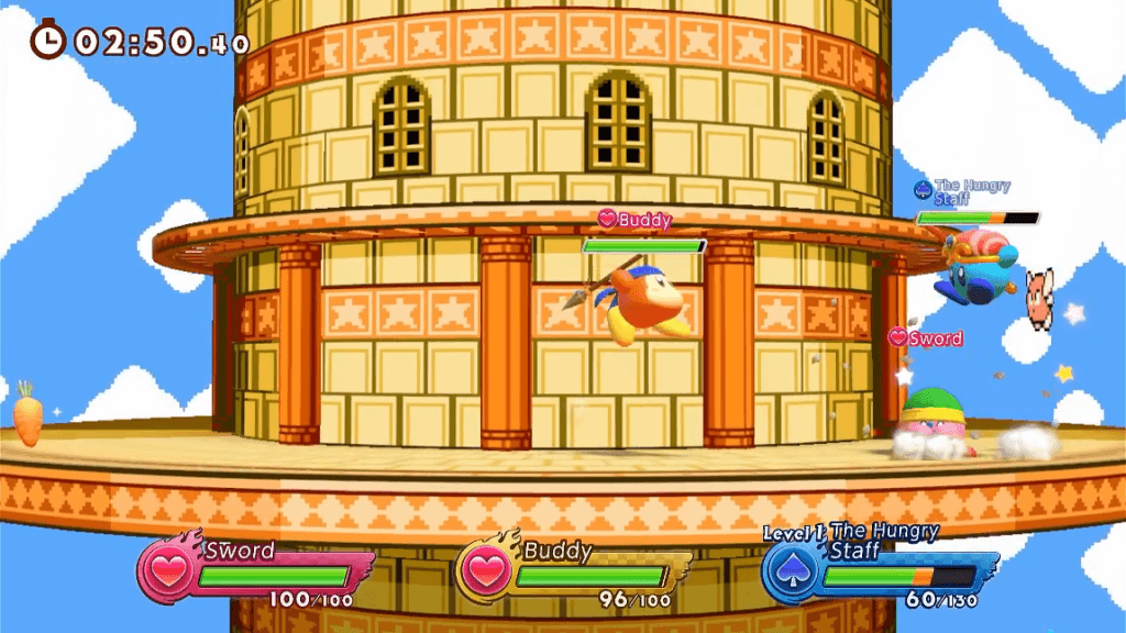 kirby fighters 2 Os cenários ilustram vários momentos dos jogos de Kirby. (Imagem: Reprodução)