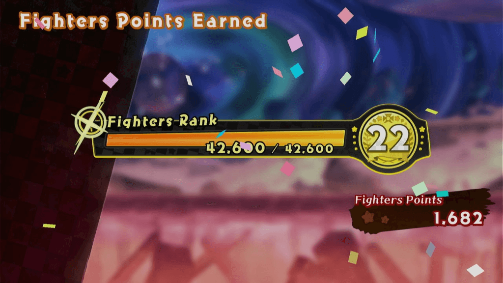 kirby fighters 2 A classificação (Fighters Ranking) libera personagens, cenários e itens da história. É fácil progredir rapidamente. (Imagem: Reprodução)