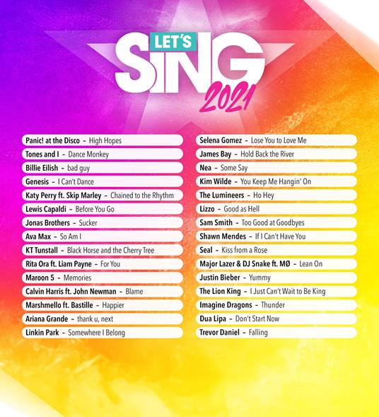 let's sing 2021 Lista de Músicas de Let's Sing 2021