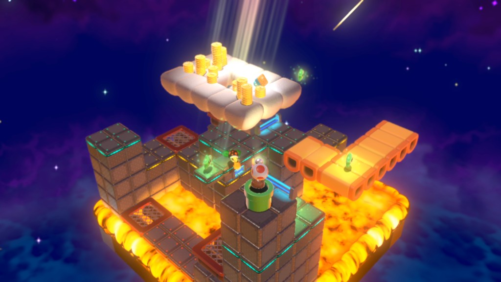 super mario 3d world Super Mario 3D World infelizmente tem poucas fases com Capitão Toad, que são muito divertidas. (Imagem: Reprodução/Nintendo Switch na doca)