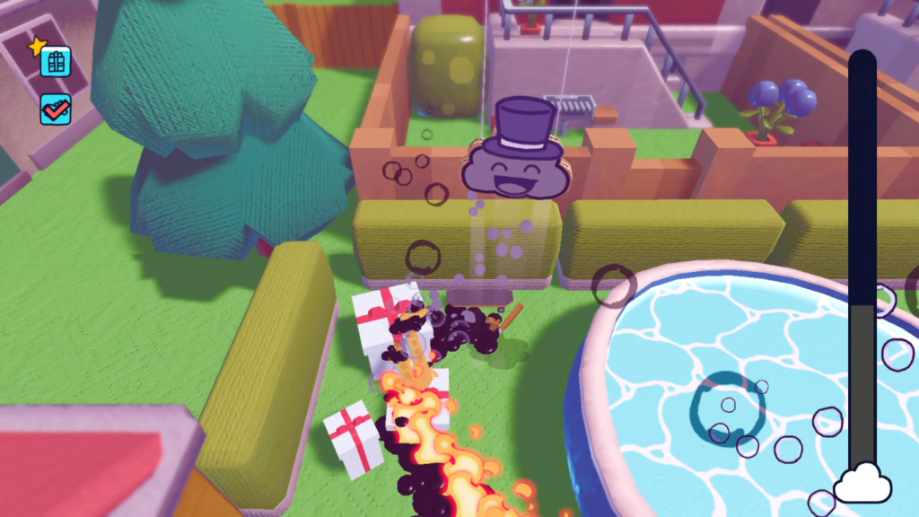 Rain on Your Parade Troque a chuva de água por petróleo e incendeie as coisas com um raio! (Imagem: Reprodução/Nintendo Switch)
