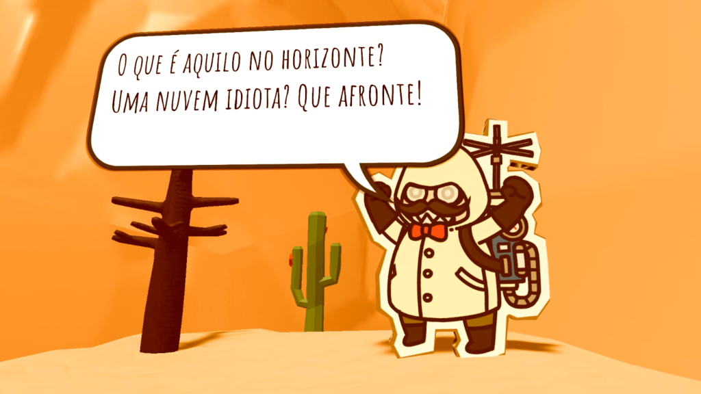 Rain on Your Parade Doutor Estio é o antagonista por detestar nuvens... E as demoradas falas tiram um pouco do brilho do humor de Rain on Your Parade. (Imagem: Reprodução/Nintendo Switch)