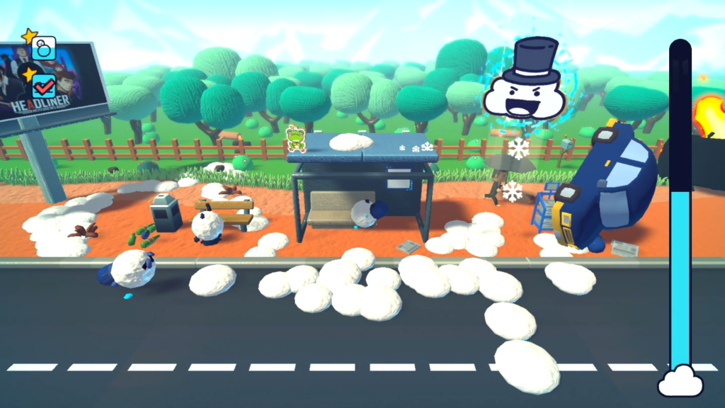 Rain on Your Parade A cara perversa de Nublado ao criar um pandemônio no mundo é impagável. (Imagem: Reprodução/Nintendo Switch)
