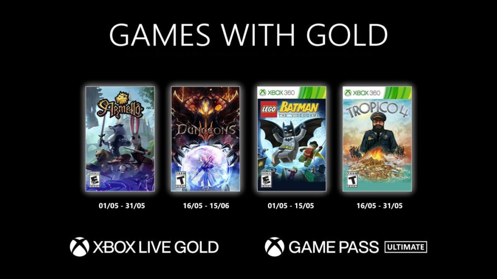 Games with gold Em maio, Games with Gold traz jogos como Lego Batman e Tropico 4. (Imagem: Divulgação/Xbox Wire)