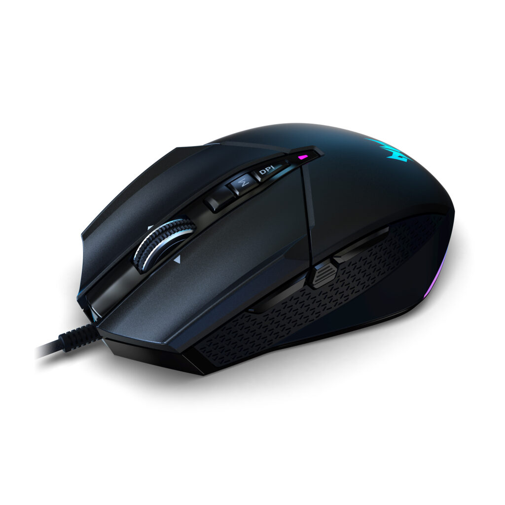Acer O mouse gamer ergonômico Predator Cestus 335 conta com 10 botões programáveis. (Imagem: Divulgação/Acer)