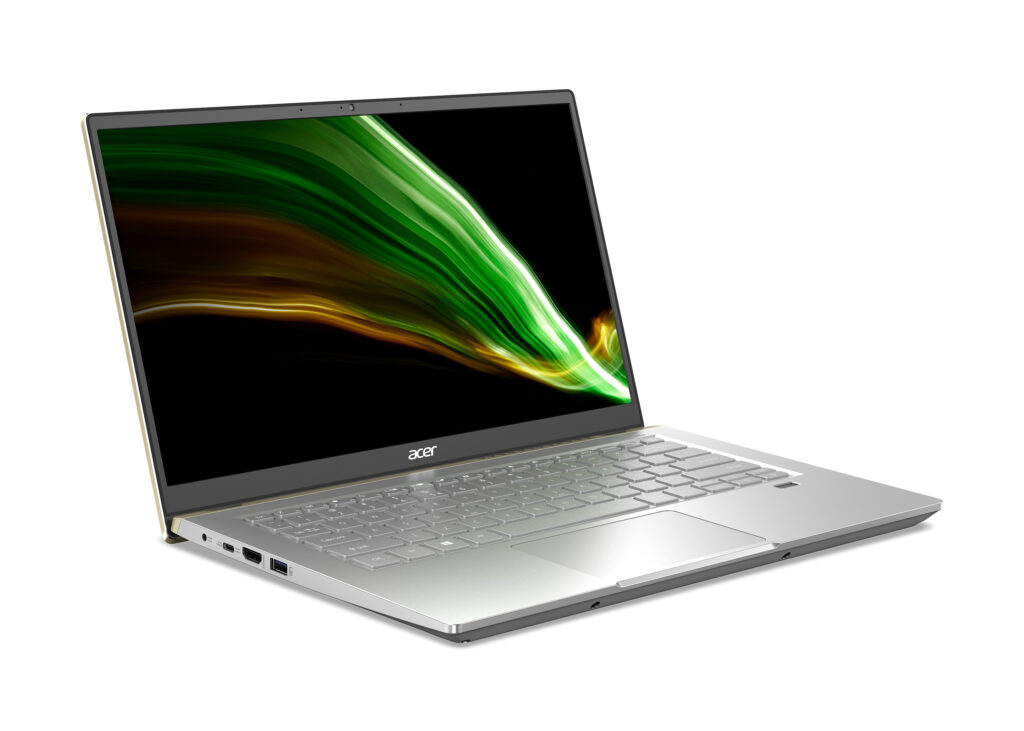 Acer Mesmo com uma RTX 3050 Ti, O Acer Swift X não passa de 1,5 kg. (Imagem: Divulgação/Acer)