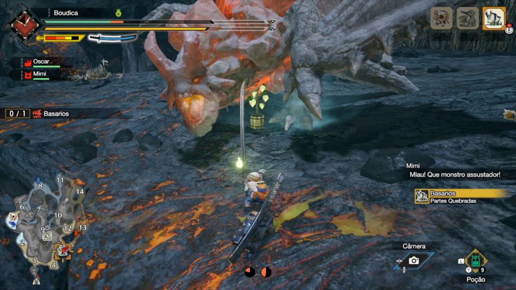 Monster Hunter Rise O detalhamento dos monstros é fascinante e todos têm seus golpes únicos e fraquezas específicas. (Imagem: Reprodução/Nintendo Switch)