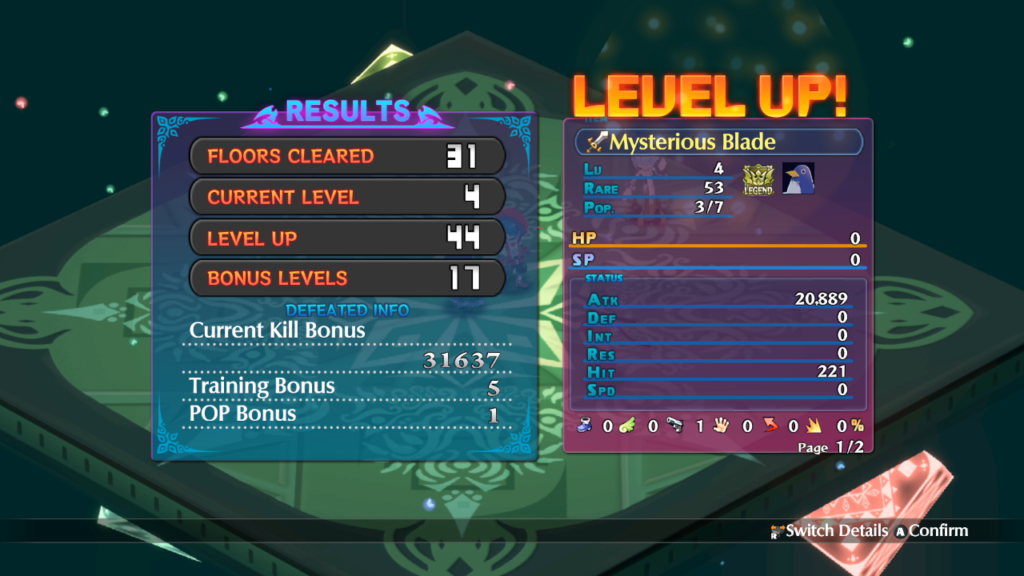 Disgaea 6 Escolha um item e o melhore passando diversos andares no Item World. (Imagem: Reprodução/Nintendo Switch)