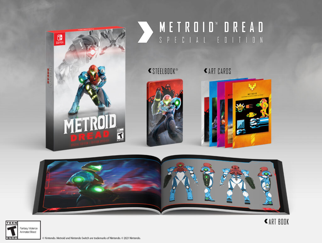 Metroid Dread Metroid Dread terá uma edição física especial com capa de aço e livro com 190 páginas. (Imagem: Divulgação/Nintendo)