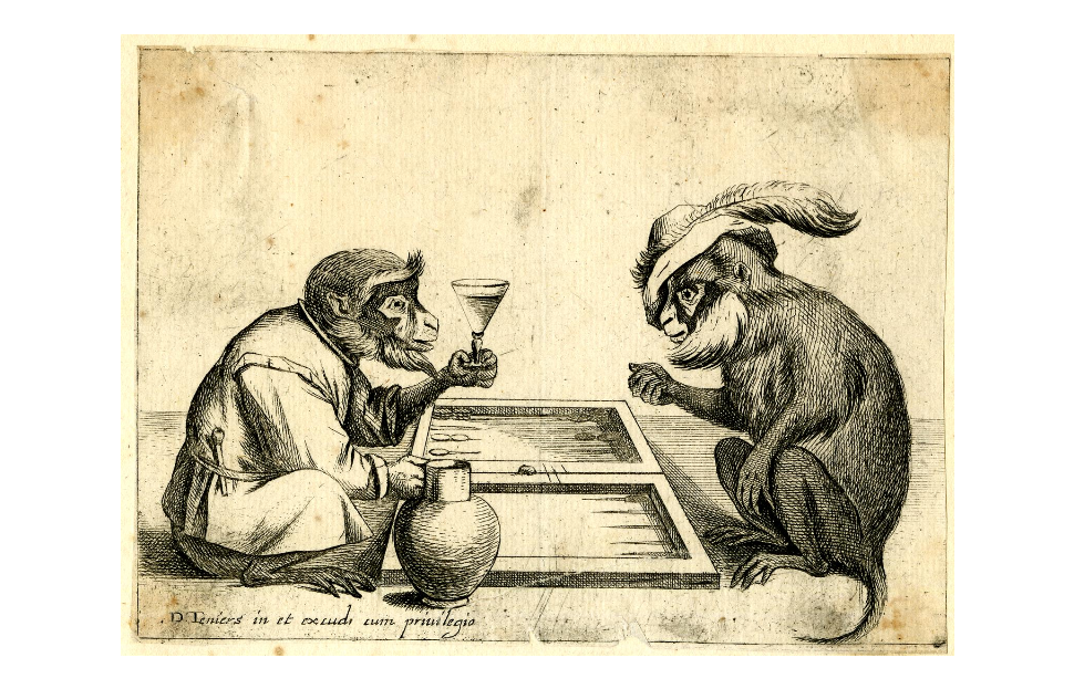 gênero Macacos jogando gamão. Gamão? (Imagem: Domínio Público / The British Museum)