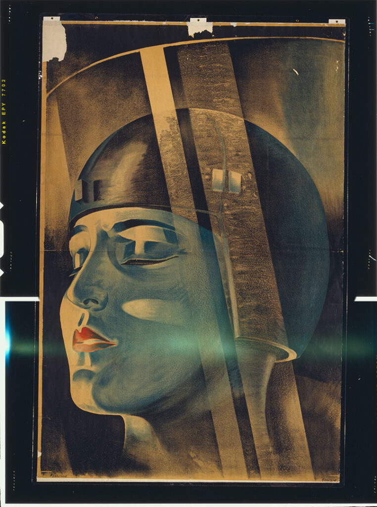 gênero Poster do filme de Fritz Lang “Metrópolis” mostra Maria se transformando em máquina. “Metro” se aglutina com “androide” e forma Metroid. (Imagem: Domínio Público)
