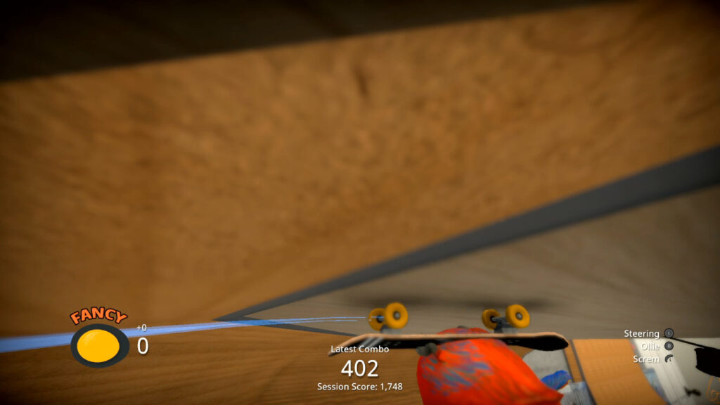 SkateBird A câmera é seu pior inimigo quando os controles já parecem os de um veículo pesado. (Imagem: Reprodução/Switch)