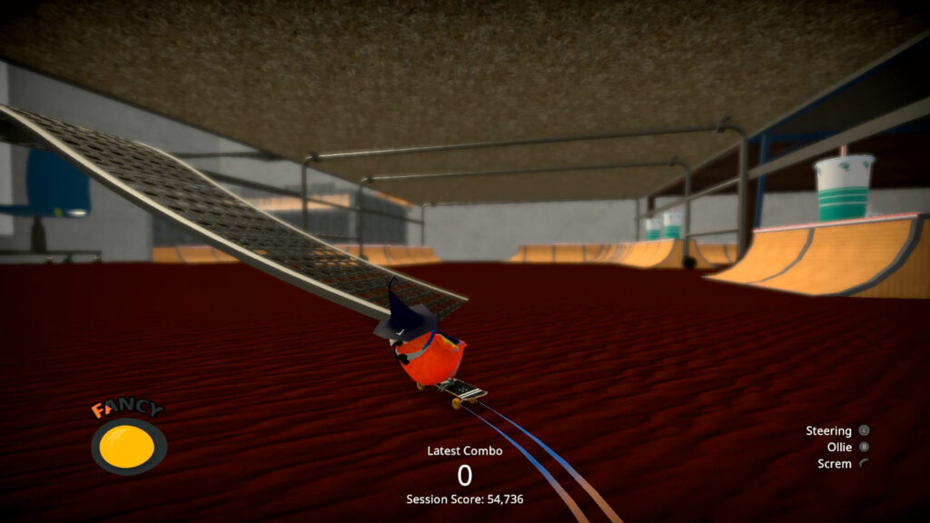 SkateBird As texturas dos cenários são lavadas e extremamente repetitivas. (Imagem: Reprodução/Switch)