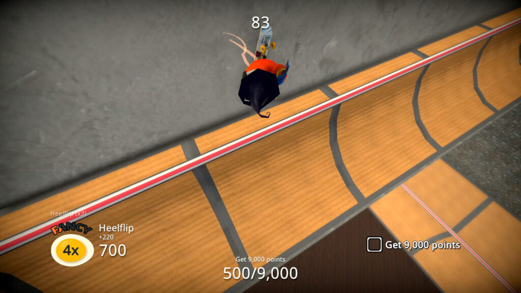 SkateBird Carregue o marcador "FANCY" para ter mais velocidade e um multiplicador de pontos. (Imagem: Reprodução/Switch)