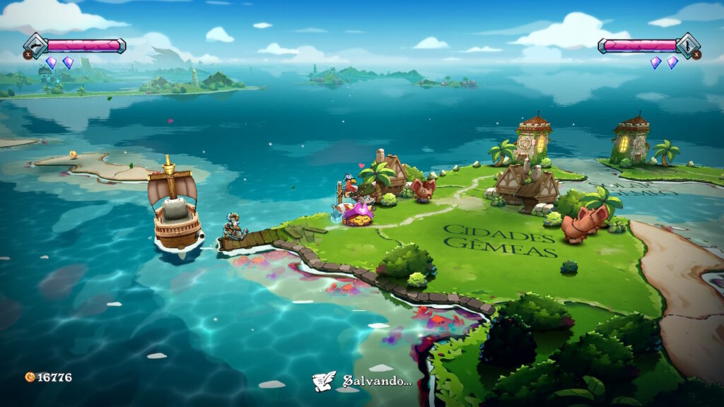 Cat quest iii Uma tigela de leite e uma sonequinha... Ou sorvete para a dupla de jogadores. (Imagem: Reprodução, Nintendo Switch na doca)